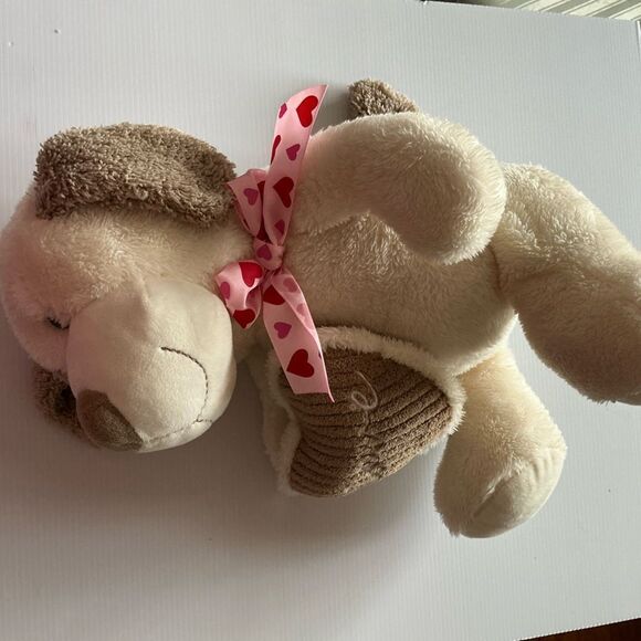 Kellytoy Dog Plush Toy 12" Beige Stuffed Animal w/ Love Brown Heart. - Picture 5 of 10